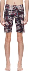 Vivienne Westwood Red & Black Draped Tartan Fitted Swim Shorts In Ss25-h401