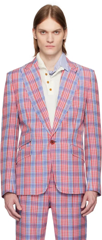 VIVIENNE WESTWOOD RED & BLUE ONE BUTTON BLAZER