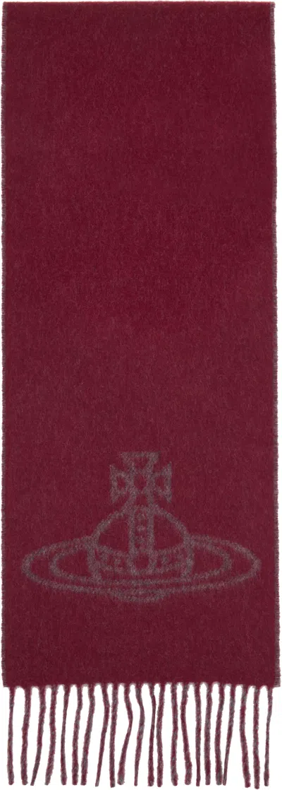 Vivienne Westwood Red & Gray Single Orb Double Scarf