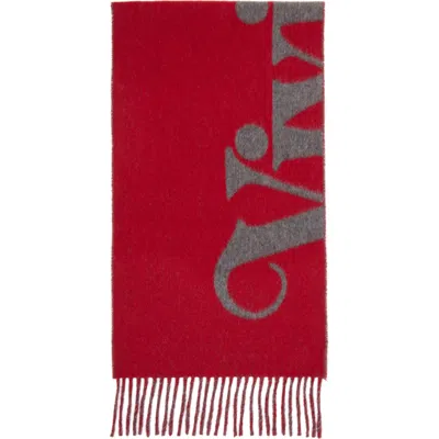 Vivienne Westwood Red & Gray Wool Logo Scarf