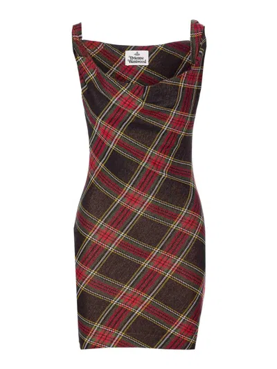 Vivienne Westwood Red And Green Anna Pencil Dress