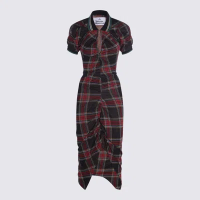 Vivienne Westwood Red And Green Cotton Midi Dress In Black