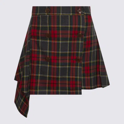 Vivienne Westwood Red And Green Wool Skirt
