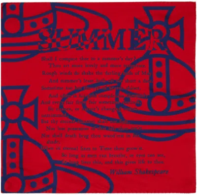 Vivienne Westwood Red & Navy Summer Square Pocket Square