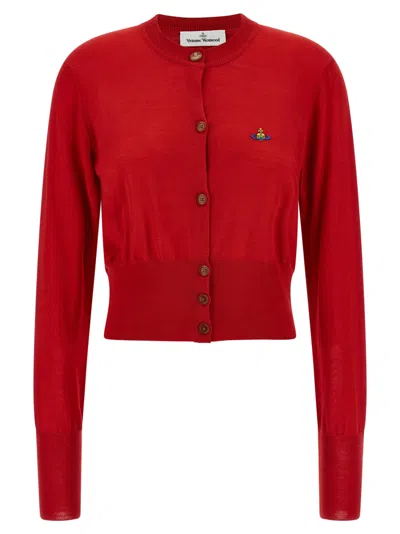 Vivienne Westwood Cropped Fitted Cardigan With Button-down Front In Red
