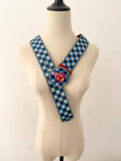 Pre-owned Vivienne Westwood Red Blue Plaid Leather Belt - Dmc In Multi