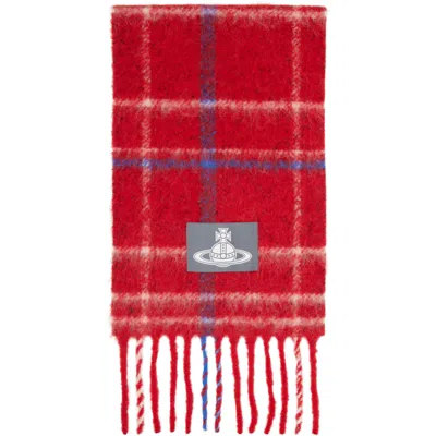 Vivienne Westwood Red Check Alpaca Scarf
