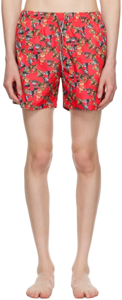 Vivienne Westwood Red Crazy Orb Swim Shorts