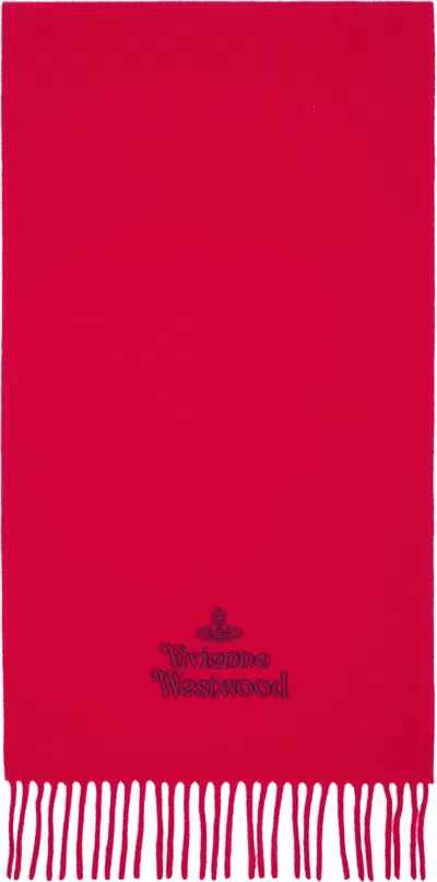 Vivienne Westwood Red Embroidered Scarf