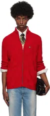 Vivienne Westwood Red Fisherman Zip-up Sweater In Aw24-h401