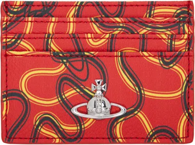 Vivienne Westwood Red Flat Card Holder In Multi
