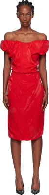 Vivienne Westwood Puff-sleeve Ginnie Amber Midi Dress In Red