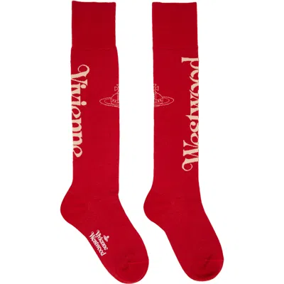 Vivienne Westwood Red Half Logo High Socks In H401 Red