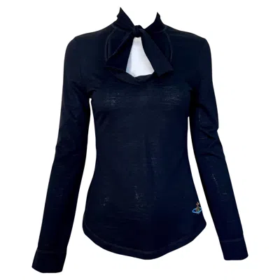 Pre-owned Vivienne Westwood Red Label Black Wool Tie-neck Knit Shirt, 1990s