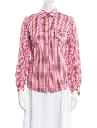 Pre-owned Vivienne Westwood Red Label Plaid Print Long Sleeve Button-up Top In Pink