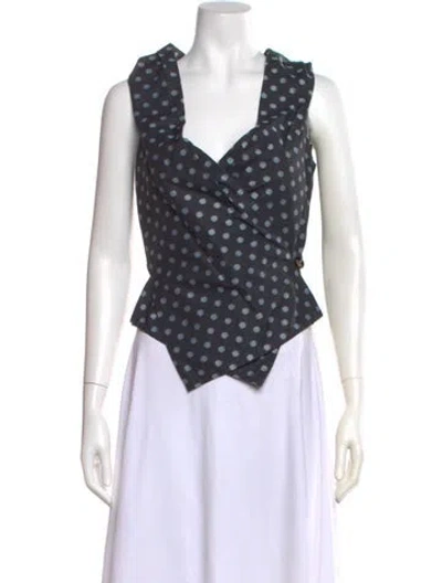 Pre-owned Vivienne Westwood Red Label Polka Dot Print V-neck Top In Blue