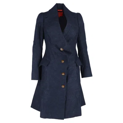 Vivienne Westwood Red Label Single-breasted Coat In Navy Blue Wool