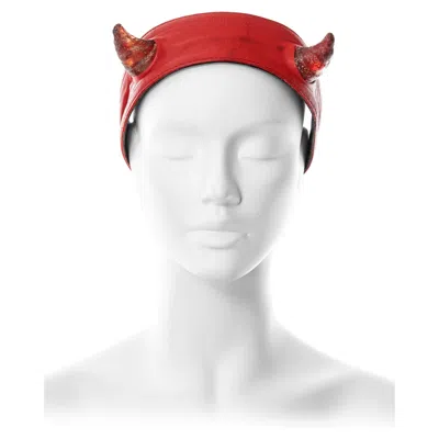 Pre-owned Vivienne Westwood Red Leather Headband With Light Up Satyr Horns, Ss 1988