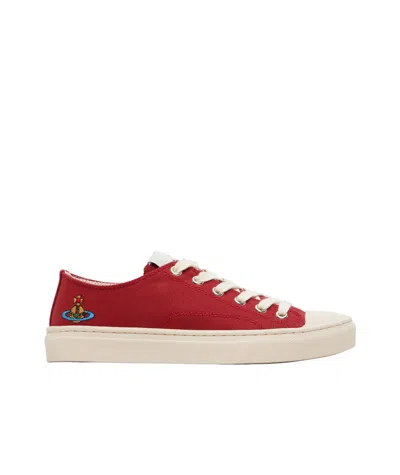 VIVIENNE WESTWOOD RED LOW TOP PLIMSOLL SNEAKERS