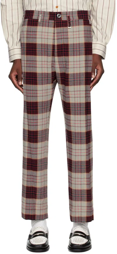 Vivienne Westwood Straight Checkered Slim Cut Trousers In Red