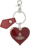 Vivienne Westwood Red Mirror Heart Orb Keychain In Metallic