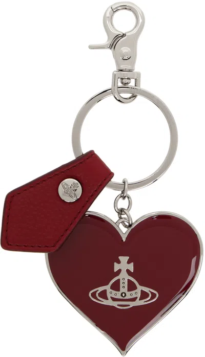 Vivienne Westwood Mirror Heart Orb-emblem Keyring In Brown