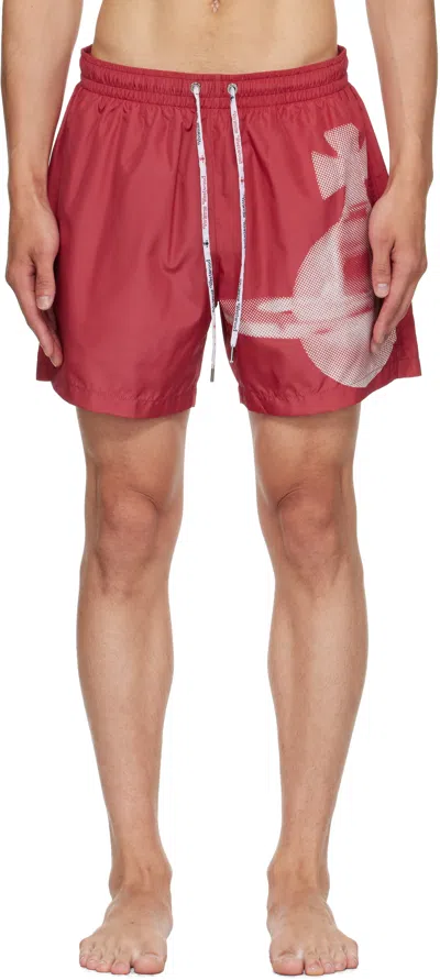 Vivienne Westwood Red Pixel Orb Surf Boxer Swim Shorts