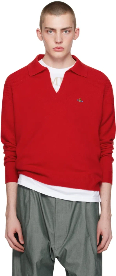Vivienne Westwood Red Rib Polo In Ss24-h407