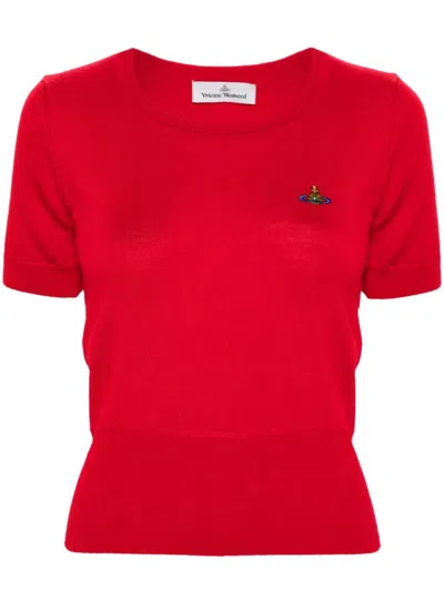 VIVIENNE WESTWOOD RED RIBBED-KNIT TOP