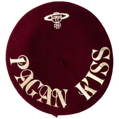 Pre-owned Vivienne Westwood Red Wool And Gold 'pagan Kiss' Beret, Ss 1988