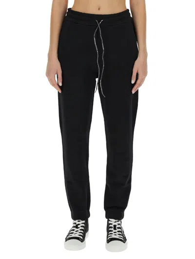 Vivienne Westwood Regular Fit Cotton Jogging Pants With Spray Print Orb In Black