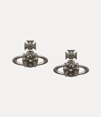 Vivienne Westwood Reina Large Earrings -ruthenium-grey-cz -ruthenium-grey-cz Women In Metallic