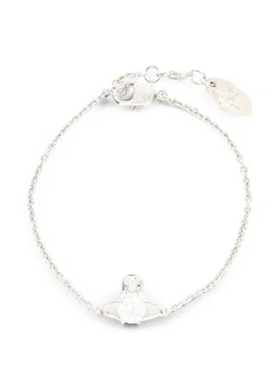 Pre-owned Vivienne Westwood Reina Rhinestone Bracelet In Silver