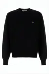 Vivienne Westwood Crewneck Sweater With Embroidered Emblem And Ribbed Details In Black