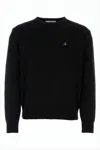Vivienne Westwood Crewneck Sweater With Embroidered Emblem And Ribbed Details In Black