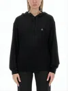 Vivienne Westwood Relaxed-fit Black Wool Hoodie With Drawstring Hood In Black