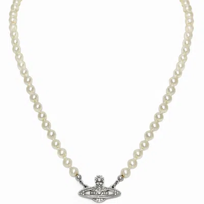 Vivienne Westwood Relief Pearl Necklace Cream