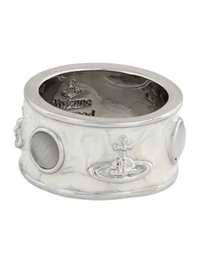 Pre-owned Vivienne Westwood Resin Orb Band Ring In White