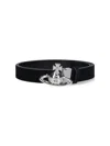 Vivienne Westwood Reversible Crocodile Print And Black Leather Belt In Black