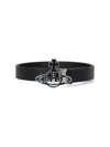 Vivienne Westwood Reversible Crocodile Print And Black Leather Belt In Black