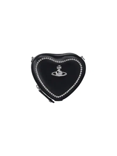 Vivienne Westwood Rhinestone Crossbody Bag In Black  