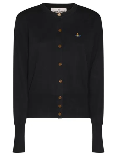 Vivienne Westwood Bea Crew Neck Knit Cardigan In Black
