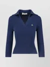 Vivienne Westwood Ribbed Collared Top Short Sleeves In Blue