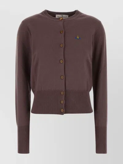 Vivienne Westwood Ribbed Cotton Blend Bea Cardigan In Brown