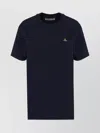 Vivienne Westwood Blue Crewneck T-shirt With Orb Detail In Cotton Man