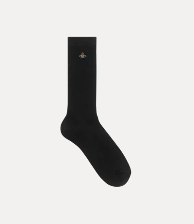 Vivienne Westwood Ribbed Crew Sock Ribbed Crew Cotton Black 6-8 Unisex