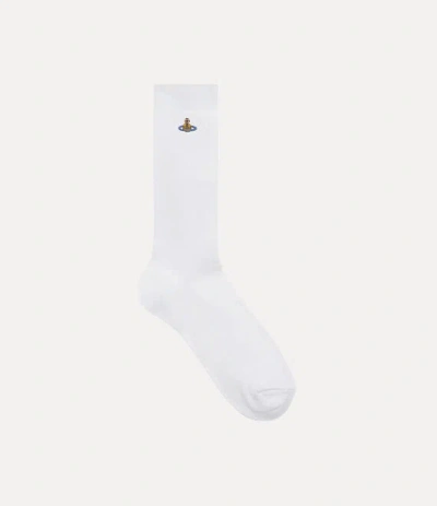 Vivienne Westwood Ribbed Crew Sock Ribbed Crew Cotton White 6-8 Unisex