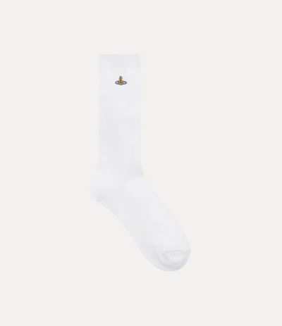 Vivienne Westwood Ribbed Crew Sock Ribbed Crew Cotton White 9-11 Unisex