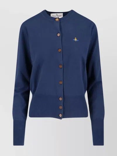 Vivienne Westwood Ribbed Crewneck Knitwear Long Sleeves In Blue