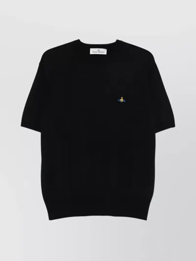 VIVIENNE WESTWOOD RIBBED CREWNECK SHORT SLEEVES SWEATER